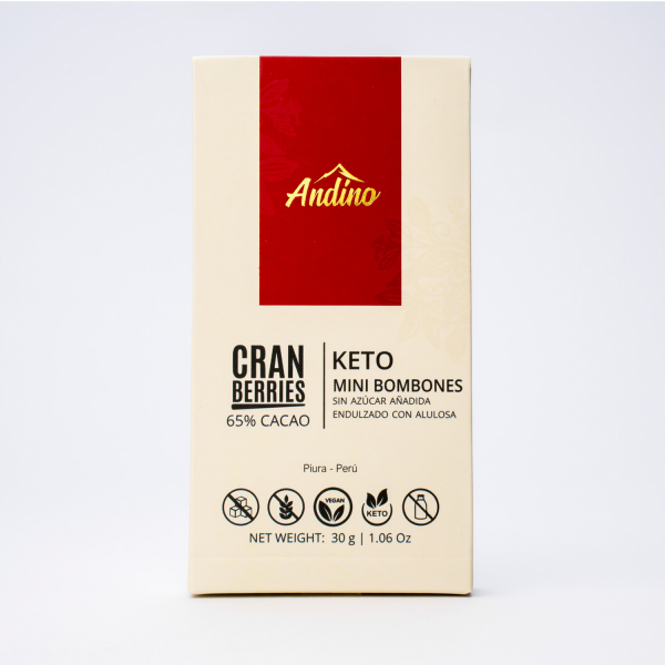 Andino Cranberries Keto mini bombones 65% Cacao 30 gr 1 Andino Cranberries Keto mini bombones 65% Cacao 30 gr