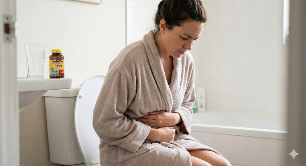Adiós al estreñimiento - Recupera tu ritmo con Dos Regulador Intestinal 5 mujer con estrenimiento